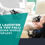 Woman lying down during a cataplexy episode triggered by laughter