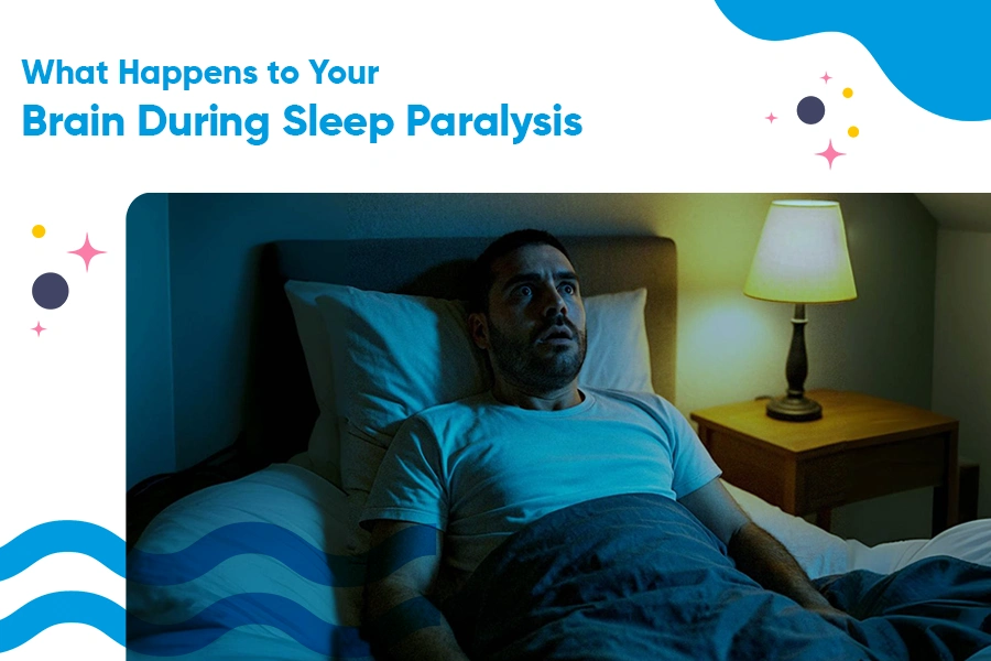 Man experiencing sleep paralysis in bed at night