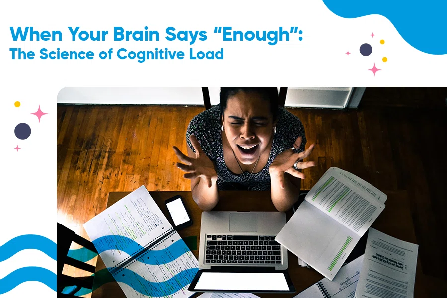 Stressed person experiencing mental overload and difficulty concentrating
